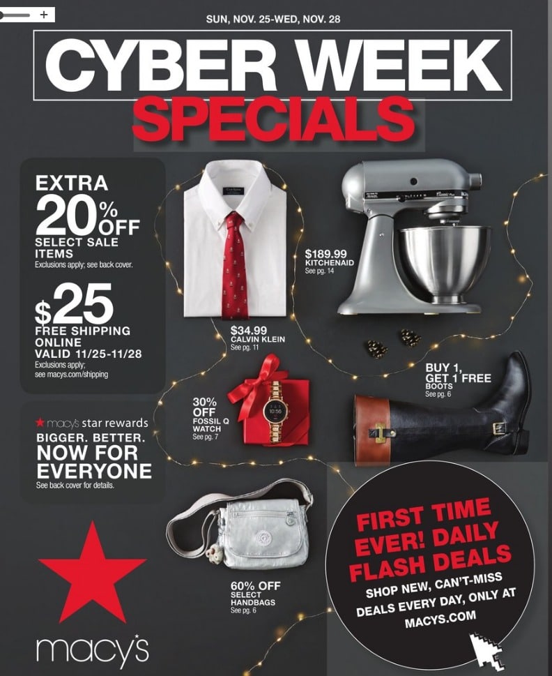 Macy’s Cyber Week Specials November 25 - November 28, 2018