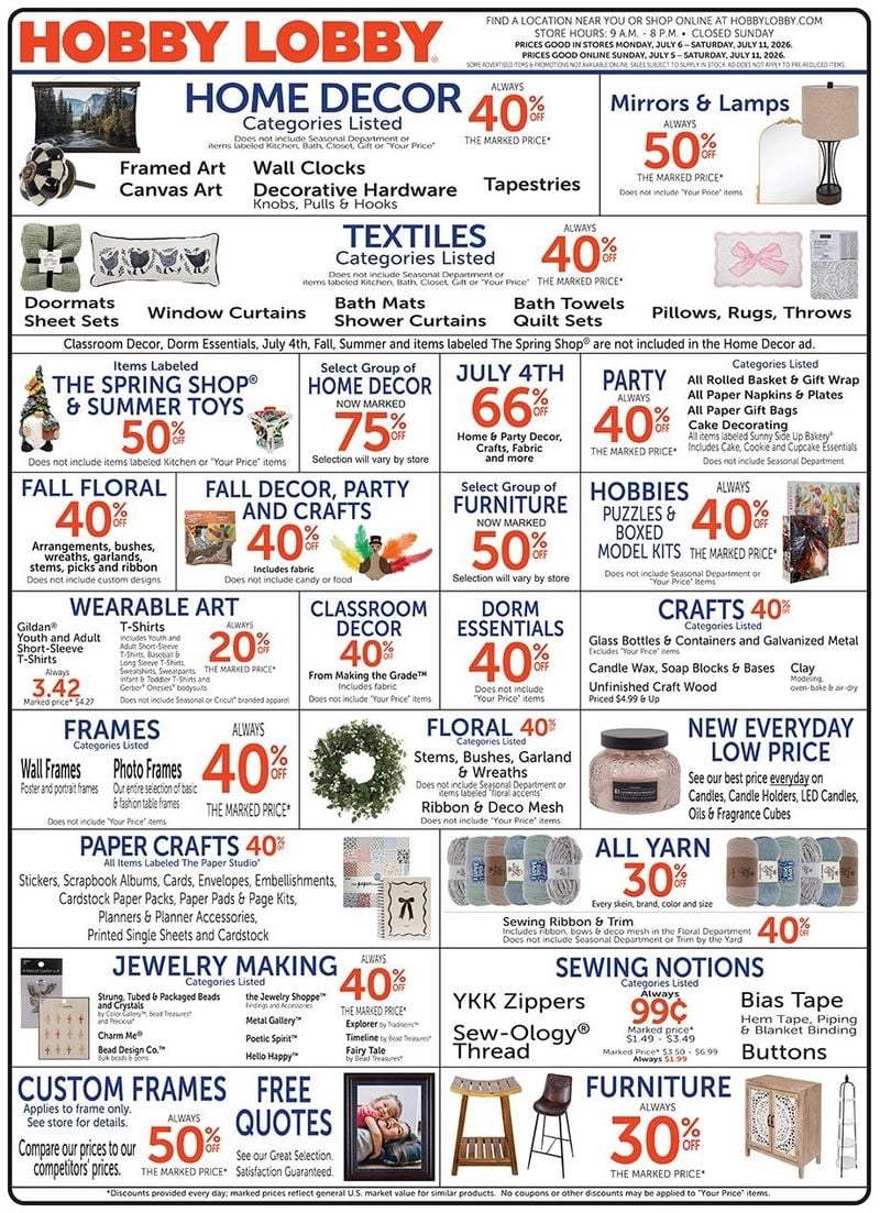 Hobby Lobby Ad Sale